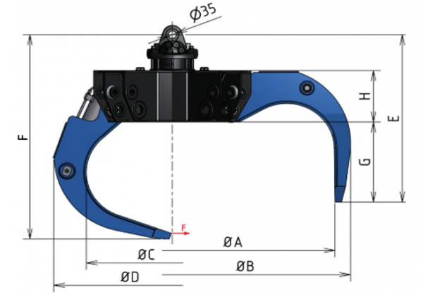 COMPACT ORANGE PEEL GRAPPLE - HYDRAULIC ORANGE PEEL GRABS - SR-P-V TYPE